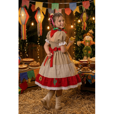 Fantasia Infantil Junino Arraiá Festas da Maria Bonita