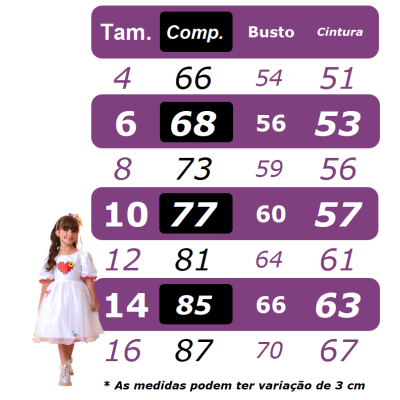 Vestido Infantil Junino Arraiá Festas Noiva C/ Tiara e Véu