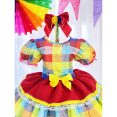 Fantasia Infantil Junino Arraiá Festas Xadrez Colorido