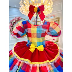 Vestido Infantil Junino Festas Arraiá Xadrez Colorido