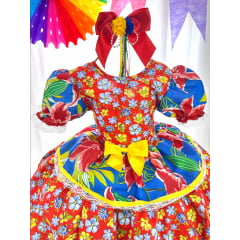 Vestido Infantil Junino Arraiá Florido Colorido Festas