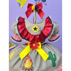 Vestido Infantil Junino Arraia Maria Bonita Colorido Festas