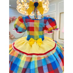 Vestido Infantil Junino Arraiá Xadrez Colorido Festas