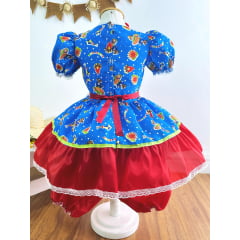 Fantasia Infantil Junino Azul Colorido Festa São João