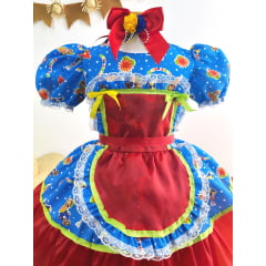 Fantasia Infantil Junino Azul Colorido Festa São João