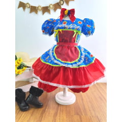 Fantasia Infantil Junino Azul Colorido Festa São João
