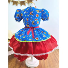 Vestido Infantil Junino Azul Colorido Festa São João
