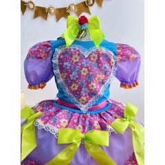 Fantasia Infantil Junino Azul Coração Colorido Festas