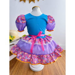 Fantasia Infantil Junino Azul Coração Colorido Festas