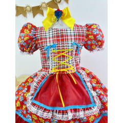Vestido Infantil Junino Festas Vermelho Colorido Florzinhas
