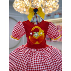 Vestido Infantil Junino Festas Vermelho Xadrez Colorido