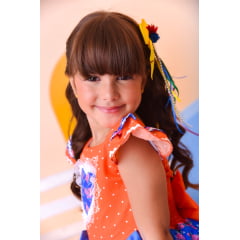 Vestido Infantil Junino Laranja Colorido Luxo Festas
