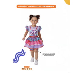 Fantasia Infantil Junino Lilás Florzinhas Coloridas