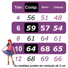 Fantasia Infantil Junino Lilás Xadrez Colorido Festas