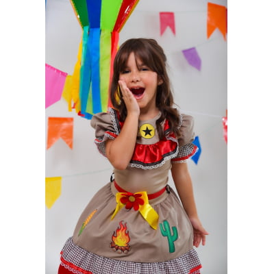 Vestido Infantil Junino Caipira Maria Bonita Colorido