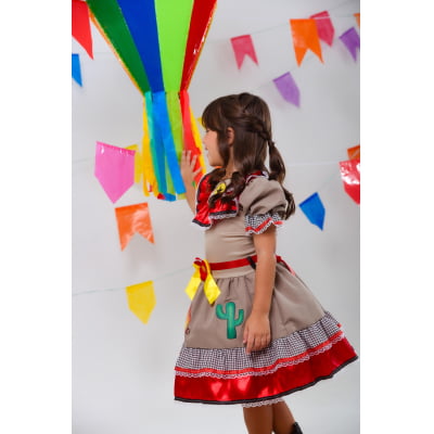 Vestido Infantil Junino Caipira Maria Bonita Colorido