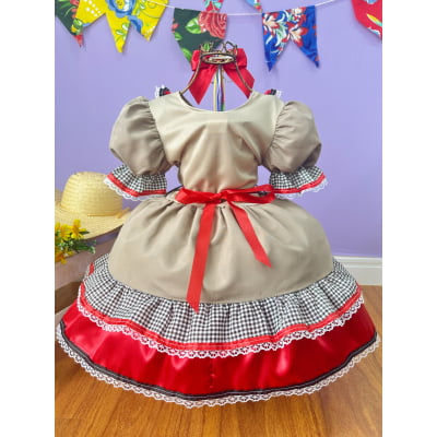 Vestido Infantil Junino Caipira Maria Bonita Colorido