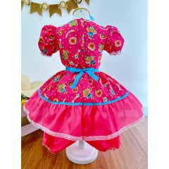 Fantasia Infantil Junino Pink Colorido Festa São João