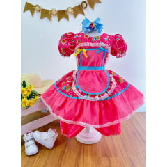Fantasia Infantil Junino Pink Colorido Festa São João