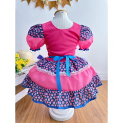 Fantasia Infantil Junino Pink Coração Colorido Festas