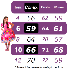 Fantasia Infantil Junino Rosa e Lilás Flores Coloridas