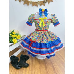 Fantasia Infantil Junino Verde Com Estampa Florzinhas Festas