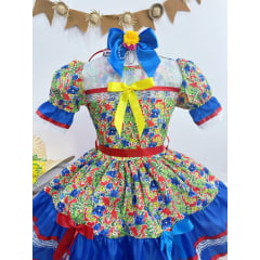 Fantasia Infantil Junino Verde Com Estampa Florzinhas Festas