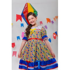 Fantasia Infantil Junino Verde Com Estampa Florzinhas Festas