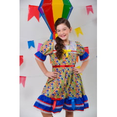 Fantasia Infantil Junino Verde Com Estampa Florzinhas Festas