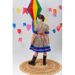 Fantasia Infantil Junino Verde Com Estampa Florzinhas Festas