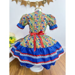 Fantasia Infantil Junino Verde Com Estampa Florzinhas Festas