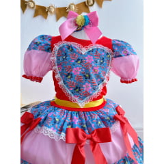 Fantasia Infantil Junino Vermelho Coração Colorido Festas