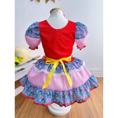 Fantasia Infantil Junino Vermelho Coração Colorido Festas