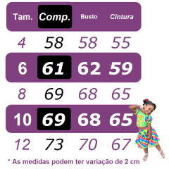 Fantasia Infantil Junino Vermelho e Azul Com Flores Coloridas
