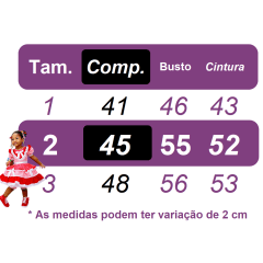 Fantasia Infantil Junino Vermelho Florzinhas Coloridas