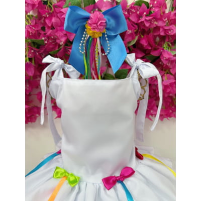 Vestido de Alça Infantil Luxo Junino Arraiá Caipira Noiva