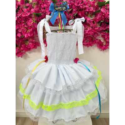 Vestido de Alça Infantil Luxo Junino Arraiá Caipira Noiva