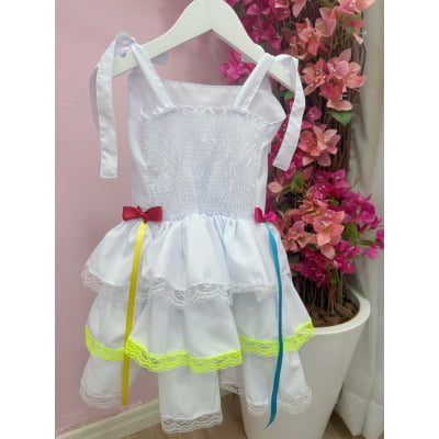 Vestido de Alça Infantil Luxo Junino Arraiá Caipira Noiva