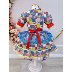 Vestido Infantil Junino Arraiá Caipira Com Estampa Colorida