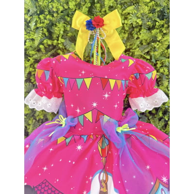 Vestido Infantil Junino Arraiá Pink Festa São João