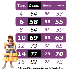 Vestido Infantil Junino Arrraiá Azul Com Estampa Colorida