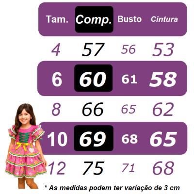 Vestido Infantil Junino Azul Marinho Colorido C/ Babados Luxo