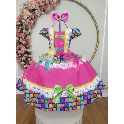 Vestido Infantil Junino Caipira Arraiá Colorido