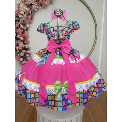 Vestido Infantil Junino Caipira Arraiá Colorido