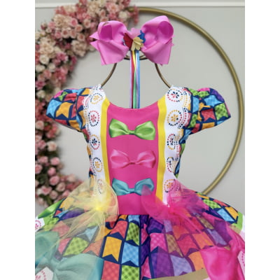 Vestido Infantil Junino Caipira Arraiá Colorido