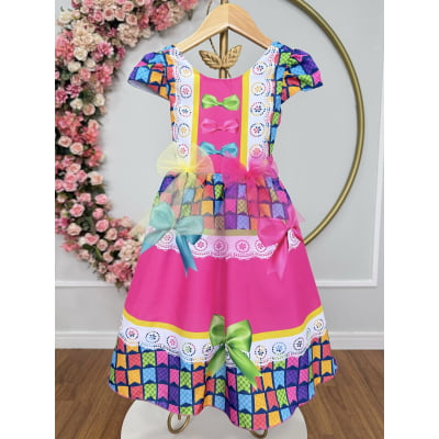 Vestido Infantil Junino Caipira Arraiá Colorido
