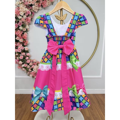 Vestido Infantil Junino Caipira Arraiá Colorido