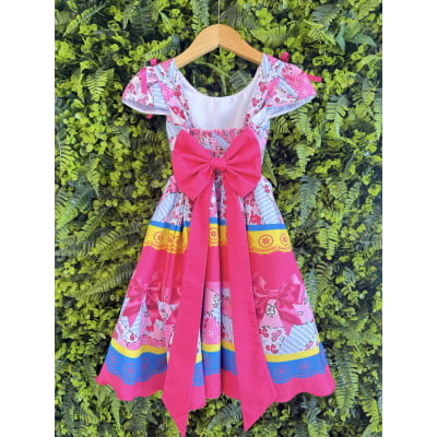 Vestido Infantil Junino Caipira Arraiá Festas Rosa e Azul