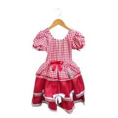 Vestido Infantil Junino Caipira Arraiá Xadrez Vermelho