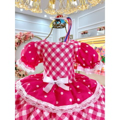 Vestido Infantil Junino Caipira Pink Xadrez